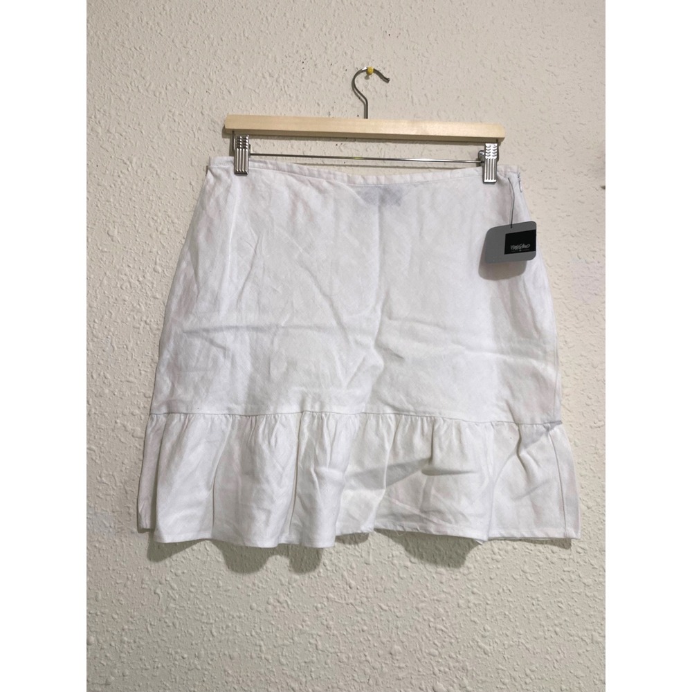 Vintage Y2K Angelcore Euro-summer fairy Mossimo White Linen Mini Skirt 8 New